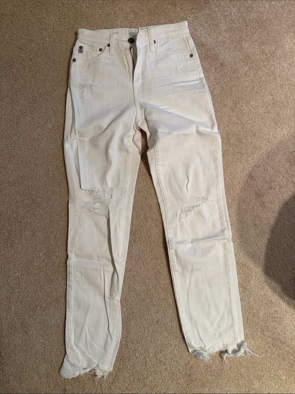 Ag Adriano Goldschmied White Denim Jeans Phoebe Vintage High Waist 24